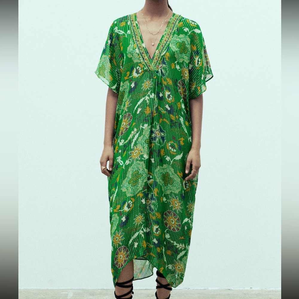 ZARA printed shimmery kaftan